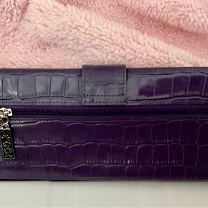 Purple Crocodile-Embossed Clutch Wallet by MAXX